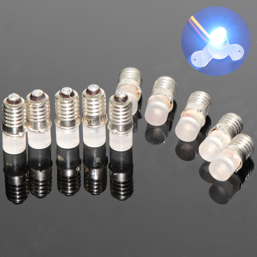 10pcs Blue Led Screw Bulb E5 E5 5 12v 14v Spur H0 Tt N Scale New Ebay